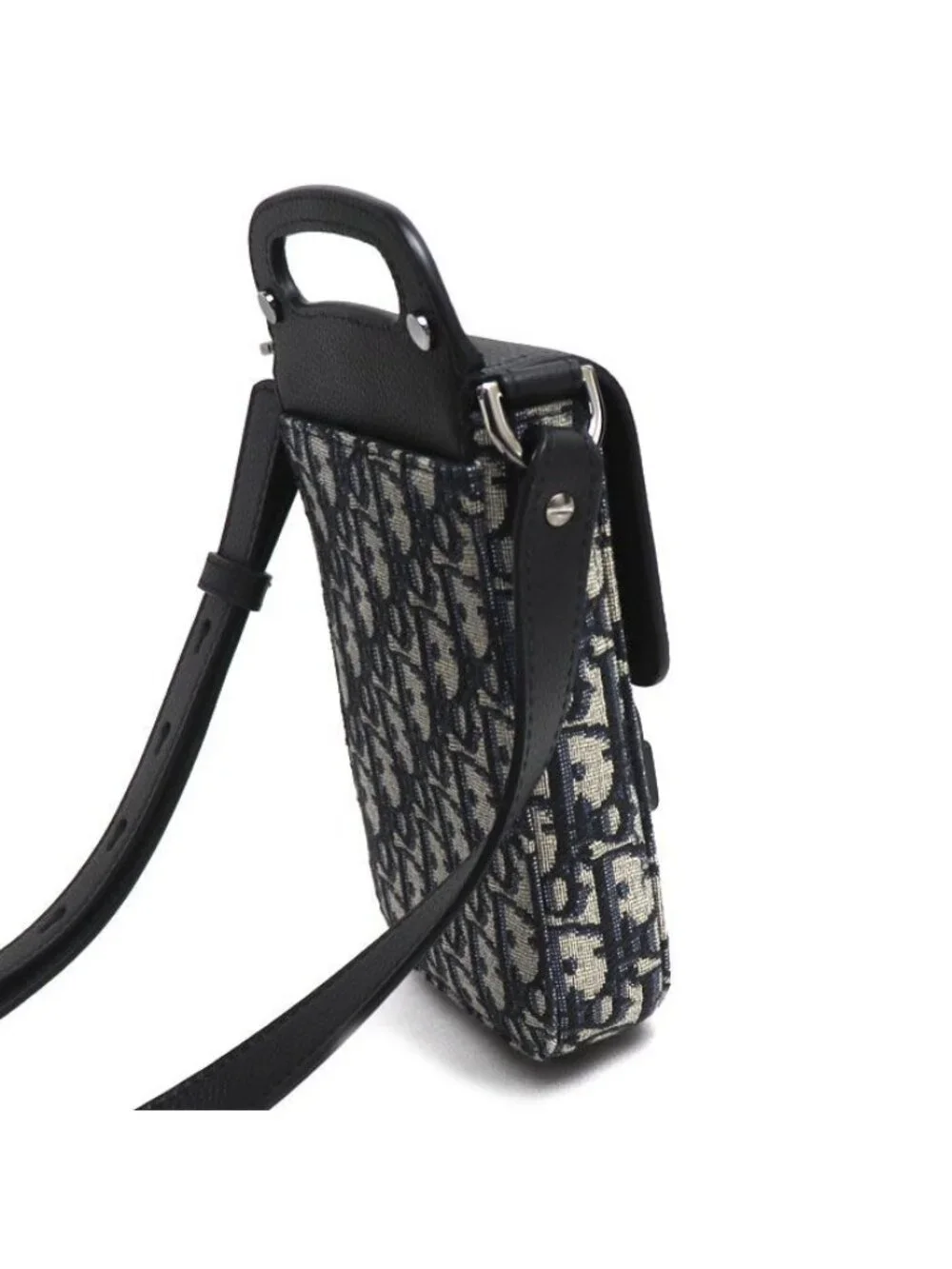 Dior Oblique Saddlebar Pouch Shoulder Bag Black